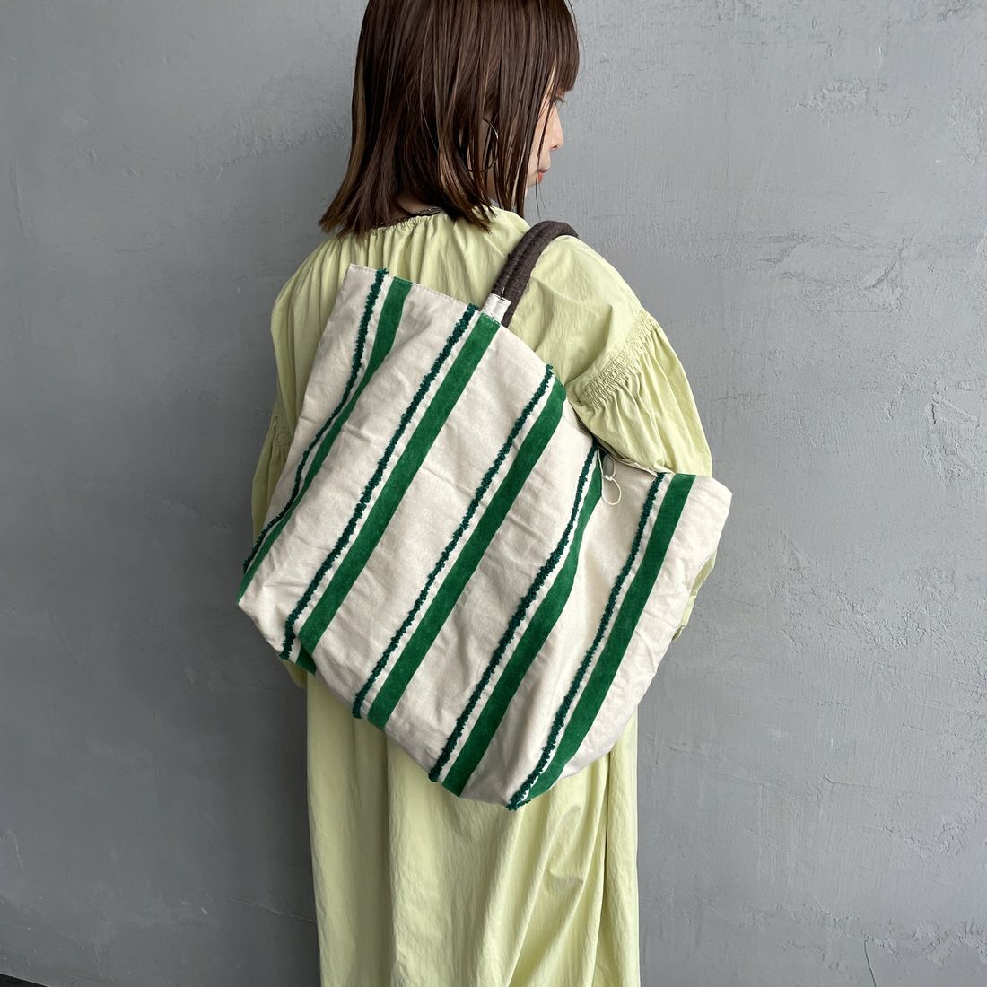 beej [ビージ] ストライプビッグトートバッグ [25SS-PWMI-IT003] GREEN