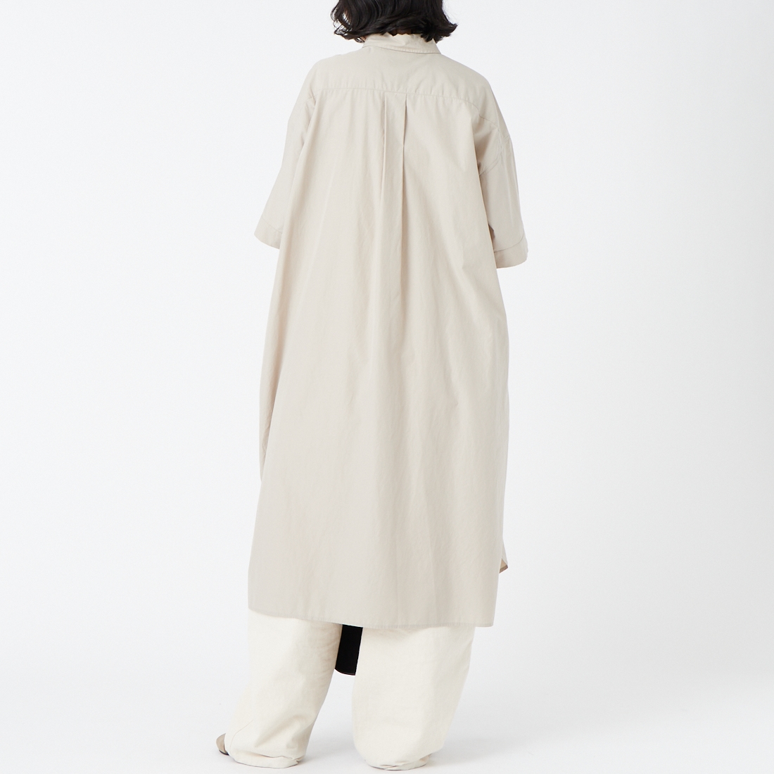 DANTON [ダントン] シャツワンピース [JD-3655CPL] GREIGE &&モデル身長：160cm 着用サイズ：36&&