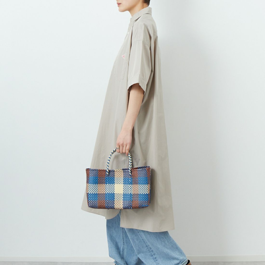 DANTON [ダントン] シャツワンピース [JD-3655CPL] GREIGE &&モデル身長：160cm 着用サイズ：36&&