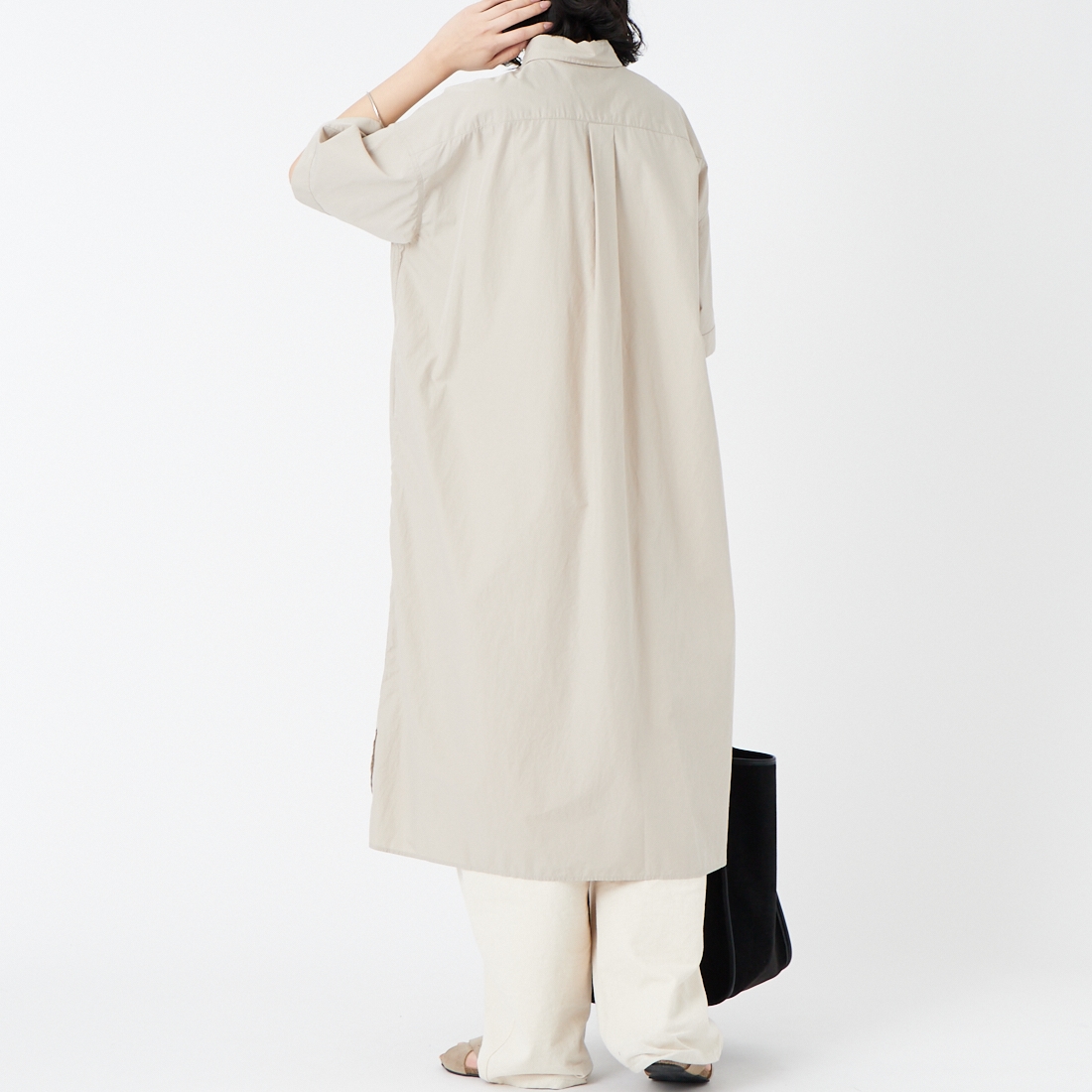 DANTON [ダントン] シャツワンピース [JD-3655CPL] GREIGE &&モデル身長：160cm 着用サイズ：36&&