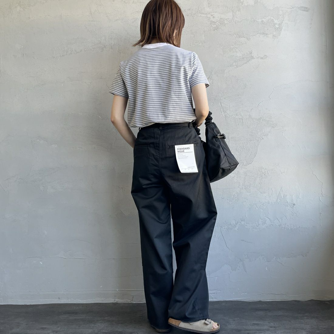 ORCIVAL [オーシバル] クルーネックボーダーTシャツ [OR-C0415CCF] GRAY/WHITE &&モデル身長：158cm 着用サイズ：2&&