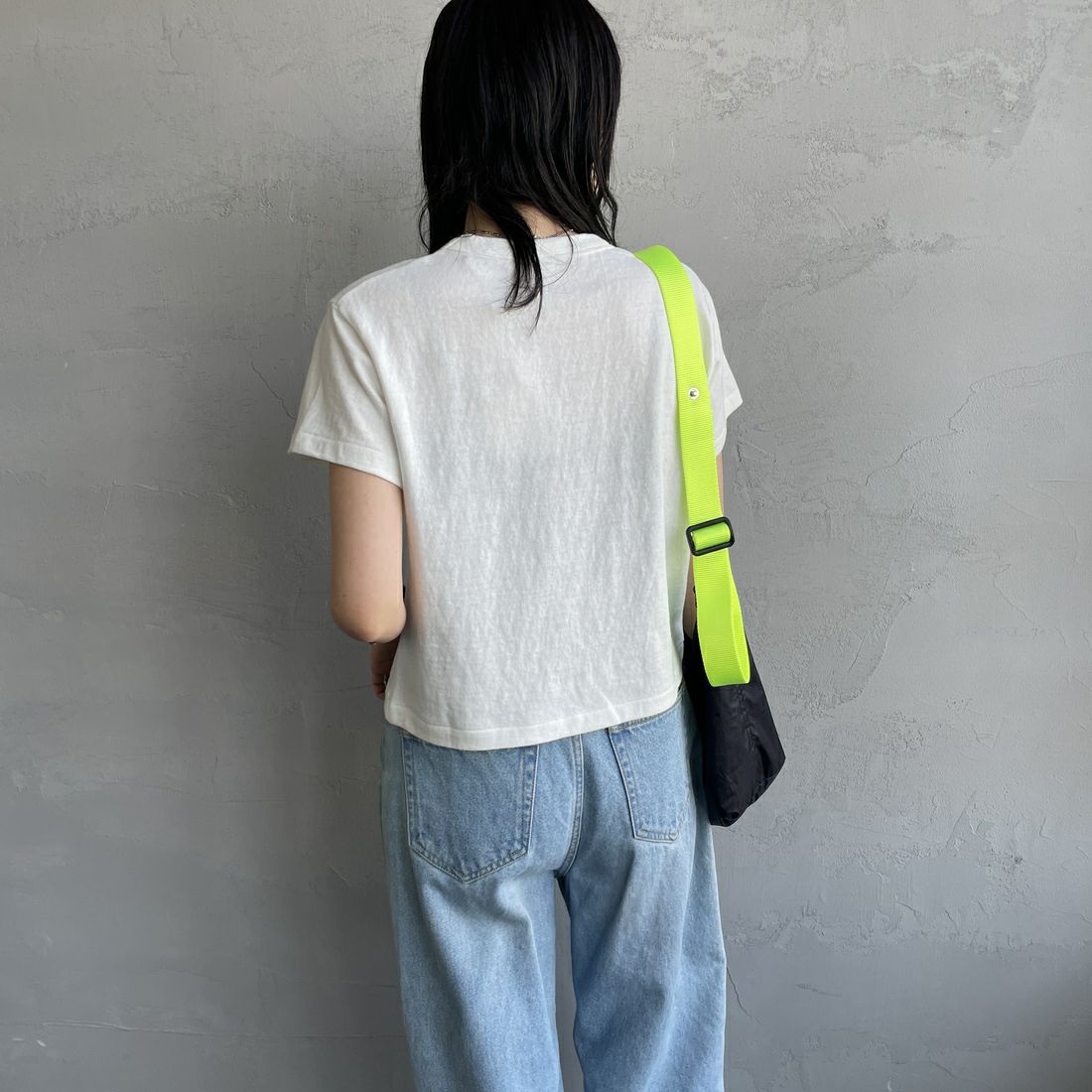 ORCIVAL [オーシバル] ロゴ刺繍ショートスリーブTシャツ [OR-C0418MIT] OFF WHITE &&モデル身長：160cm 着用サイズ：2&&
