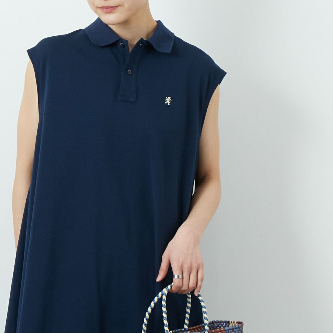 Gymphlex [ジムフレックス] ポロ衿スリーブレスワンピース [GY-G0100QSK] DK.NAVY &&モデル身長：160cm 着用サイズ：14&&
