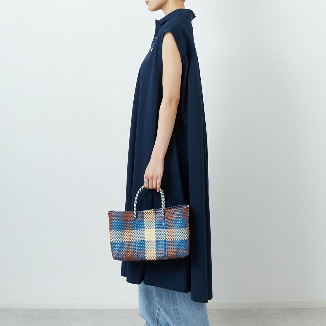 Gymphlex [ジムフレックス] ポロ衿スリーブレスワンピース [GY-G0100QSK] DK.NAVY &&モデル身長：160cm 着用サイズ：14&&