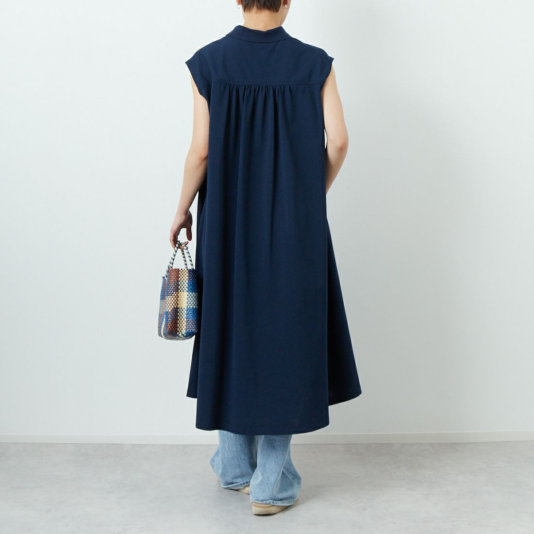 Gymphlex [ジムフレックス] ポロ衿スリーブレスワンピース [GY-G0100QSK] DK.NAVY &&モデル身長：160cm 着用サイズ：14&&