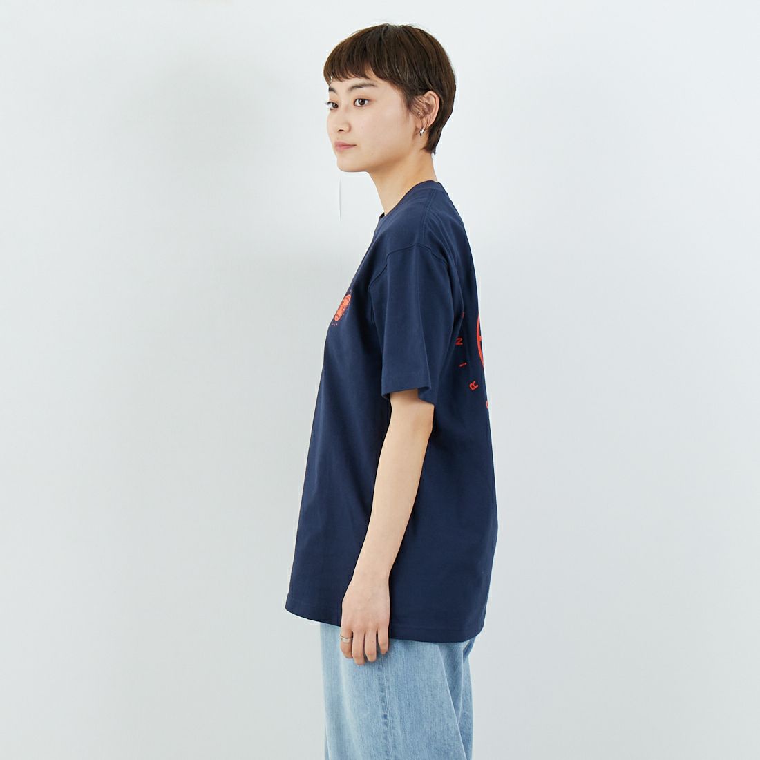 THE NORTH FACE [ザ ノースフェイス] ショートスリーブジオスクエアロゴTシャツ [NT32541] UN &&モデル身長：160cm 着用サイズ：S&&