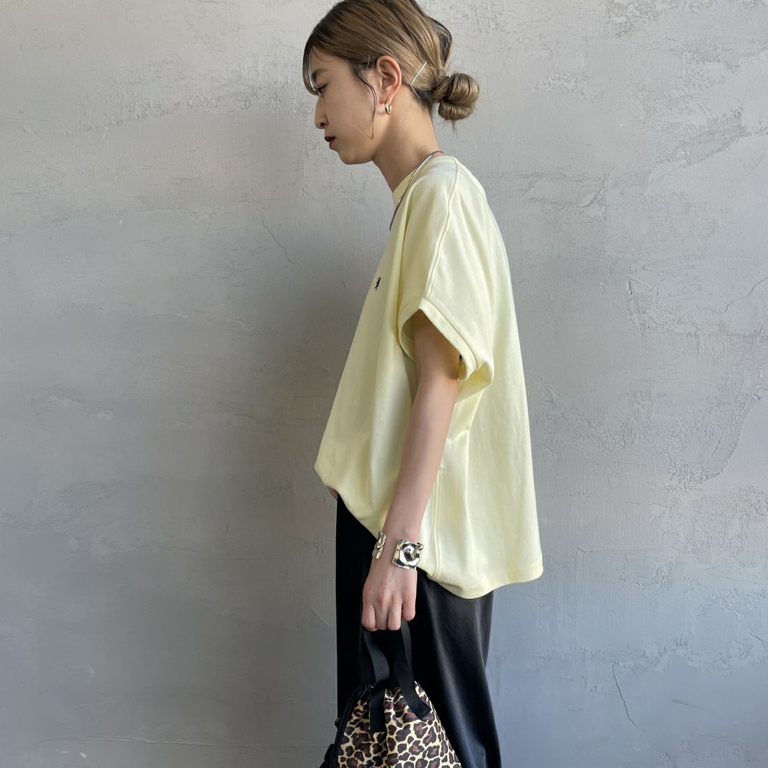 Gymphlex [ジムフレックス] クルーネックフレンチスリーブプルオーバー [GY-C0361FLK] LT.YELLOW &&モデル身長：150cm 着用サイズ：14&&
