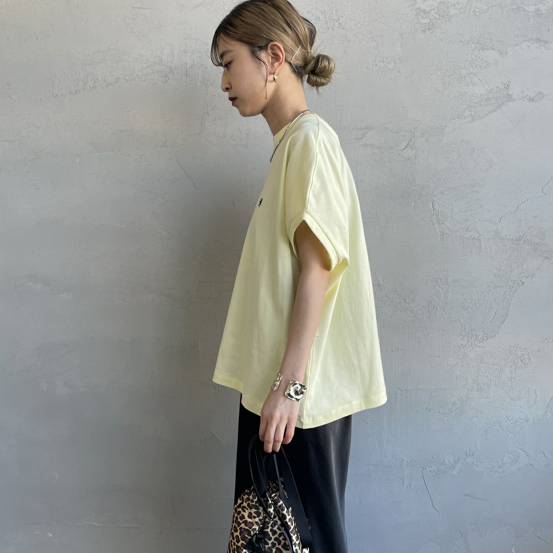 Gymphlex [ジムフレックス] クルーネックフレンチスリーブプルオーバー [GY-C0361FLK] LT.YELLOW &&モデル身長：150cm 着用サイズ：14&&