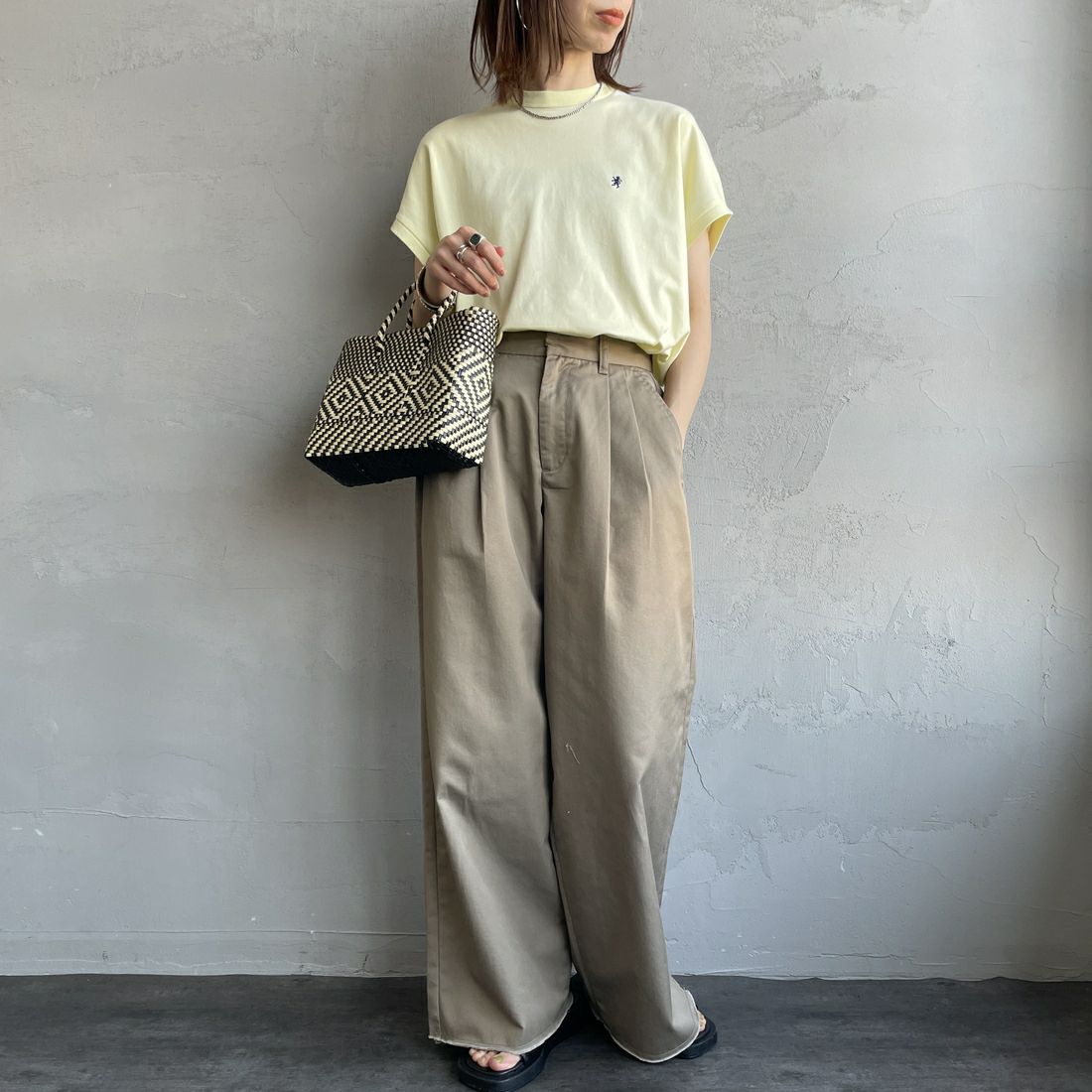 Gymphlex [ジムフレックス] クルーネックフレンチスリーブプルオーバー [GY-C0361FLK] LT.YELLOW &&モデル身長：158cm 着用サイズ：14&&