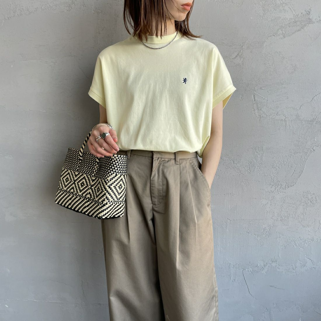 Gymphlex [ジムフレックス] クルーネックフレンチスリーブプルオーバー [GY-C0361FLK] LT.YELLOW &&モデル身長：158cm 着用サイズ：14&&