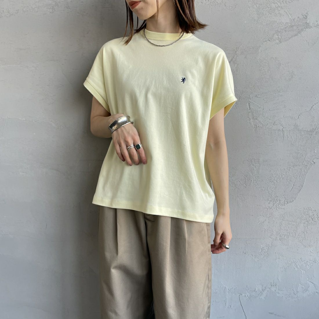 Gymphlex [ジムフレックス] クルーネックフレンチスリーブプルオーバー [GY-C0361FLK] LT.YELLOW &&モデル身長：158cm 着用サイズ：14&&