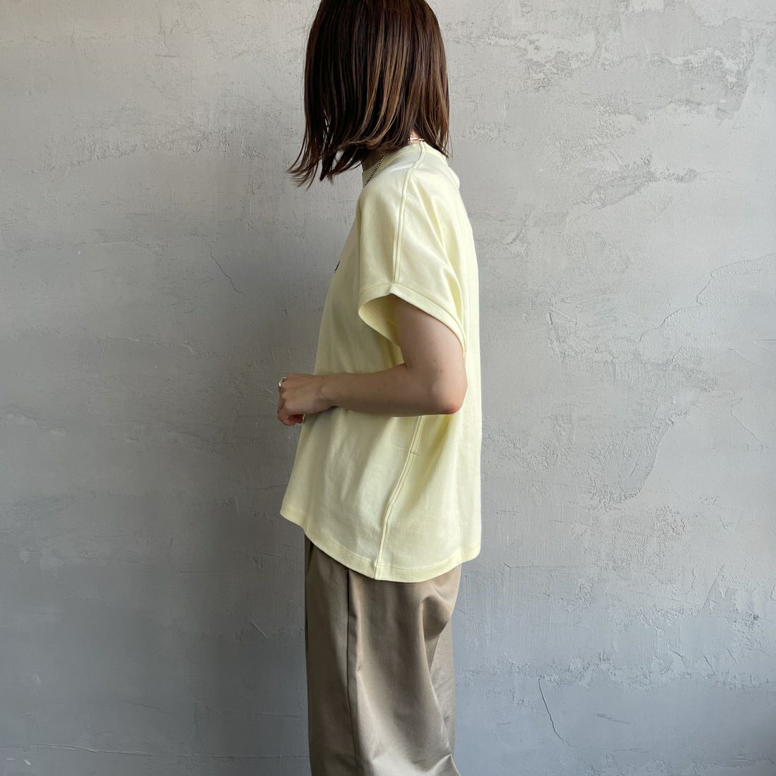 Gymphlex [ジムフレックス] クルーネックフレンチスリーブプルオーバー [GY-C0361FLK] LT.YELLOW &&モデル身長：158cm 着用サイズ：14&&