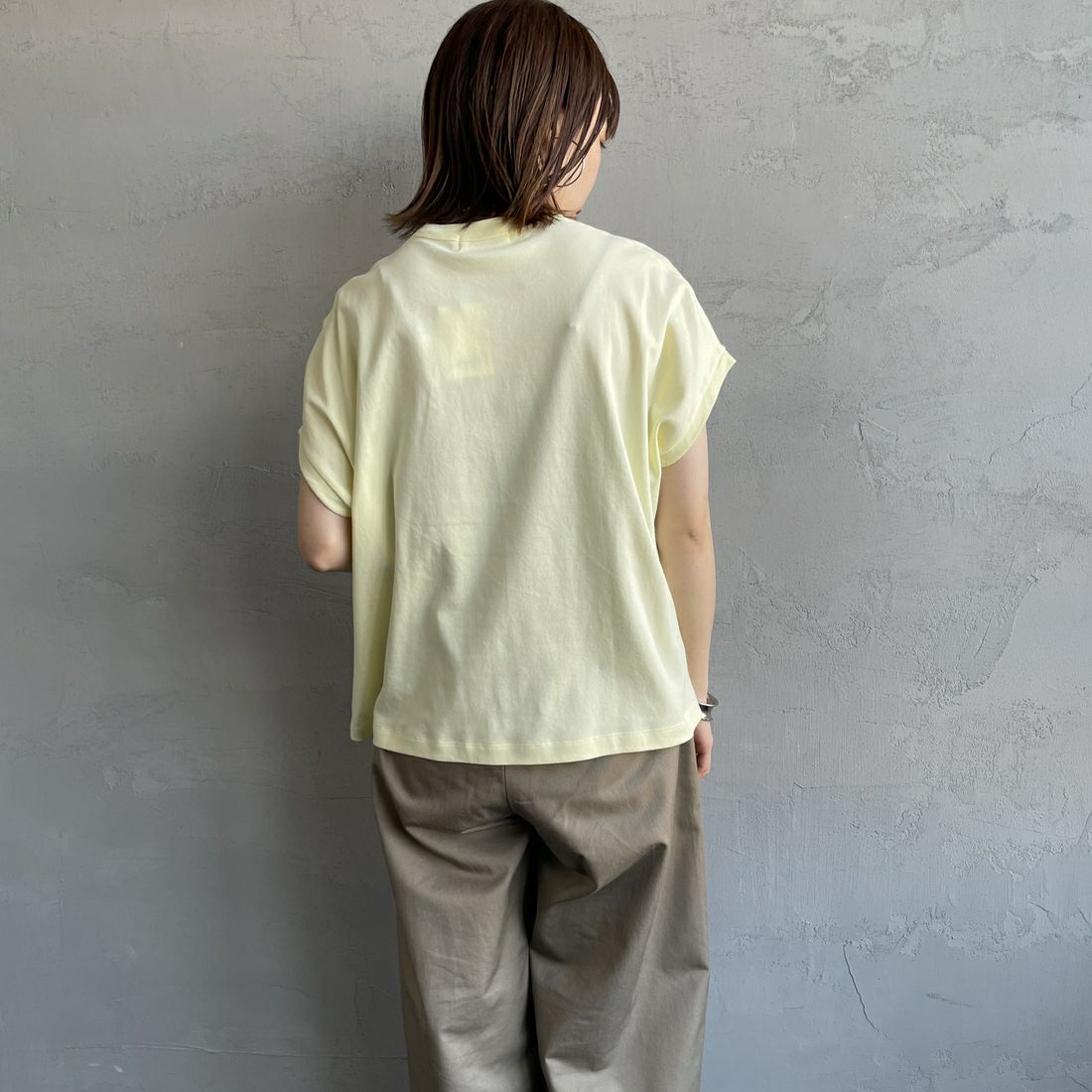 Gymphlex [ジムフレックス] クルーネックフレンチスリーブプルオーバー [GY-C0361FLK] LT.YELLOW &&モデル身長：158cm 着用サイズ：14&&