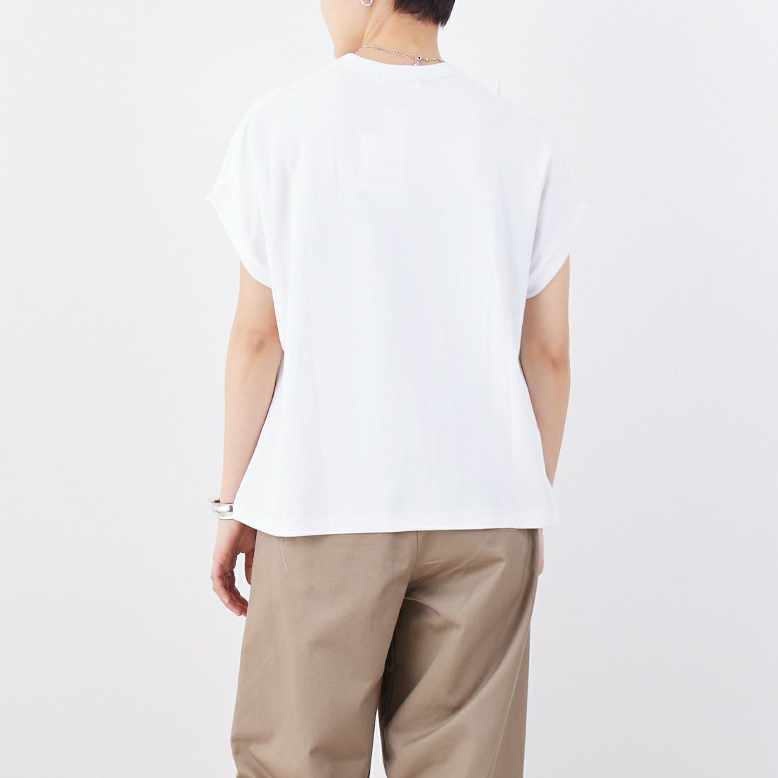 Gymphlex [ジムフレックス] クルーネックフレンチスリーブプルオーバー [GY-C0361FLK] WHITE &&モデル身長：160cm 着用サイズ：14&&
