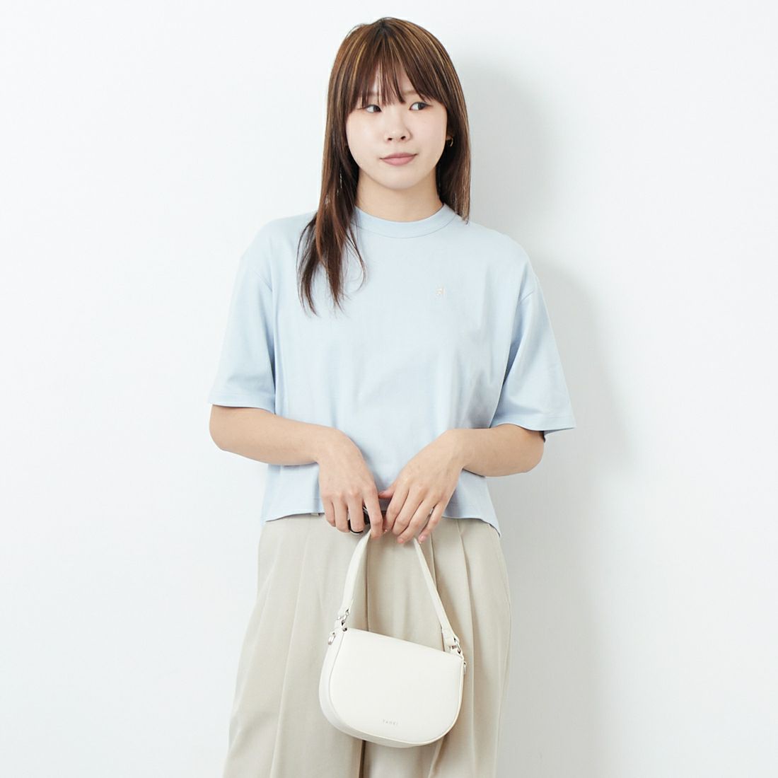 Gymphlex [ジムフレックス] クルーネック ショートプルオーバー [GY-C0324FLK] LT.SAX &&モデル身長：167cm 着用サイズ：14&&