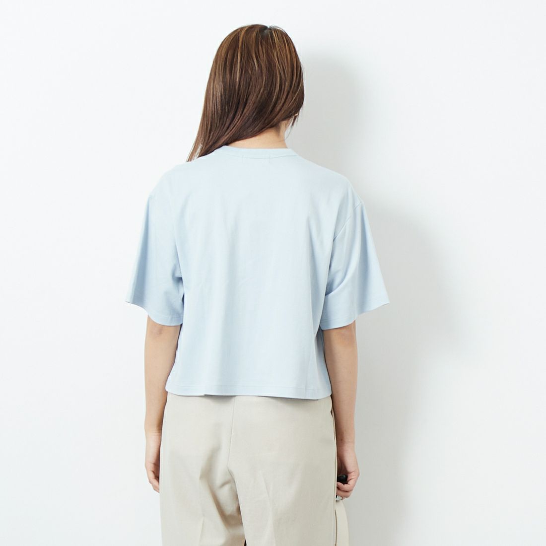Gymphlex [ジムフレックス] クルーネック ショートプルオーバー [GY-C0324FLK] LT.SAX &&モデル身長：167cm 着用サイズ：14&&