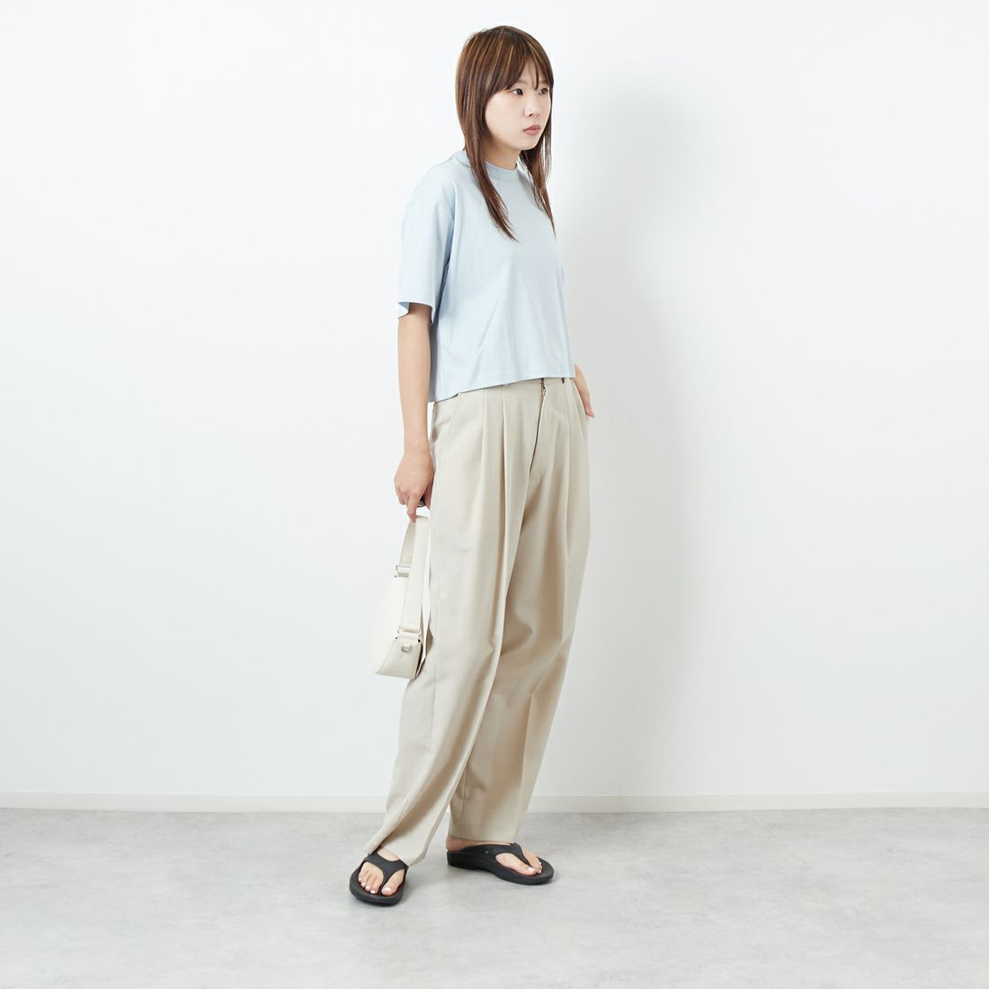 Gymphlex [ジムフレックス] クルーネック ショートプルオーバー [GY-C0324FLK] LT.SAX &&モデル身長：167cm 着用サイズ：14&&