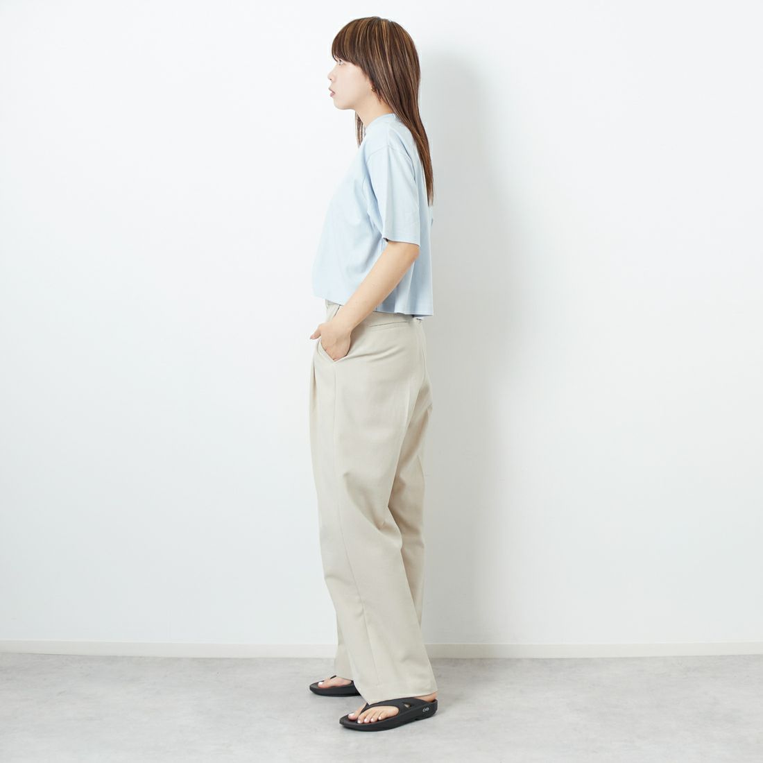 Gymphlex [ジムフレックス] クルーネック ショートプルオーバー [GY-C0324FLK] LT.SAX &&モデル身長：167cm 着用サイズ：14&&