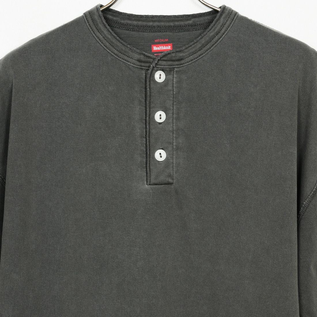Health knit [ヘルスニット] ヘンリーネック 半袖Tシャツ(Sulfur dye) [HR25S-M104] L.GRAY