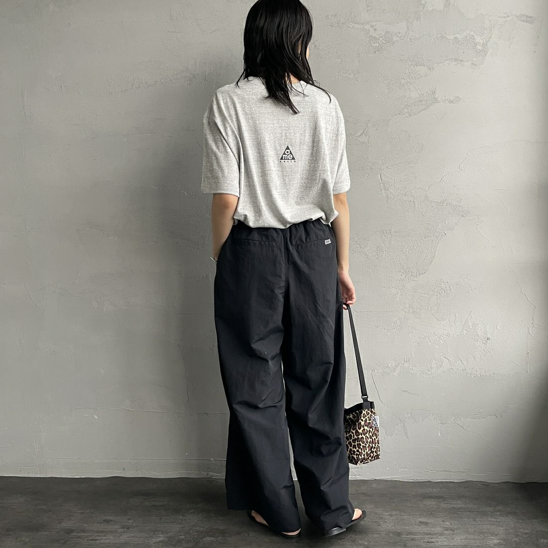 Americana [アメリカーナ] ラフィー丸胴 プリントT [BRF-750A-1] ﾓｸｸﾞﾚｰ &&モデル身長：160cm 着用サイズ：ONE SIZE&&