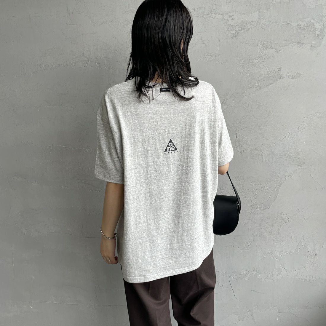 Americana [アメリカーナ] ラフィー丸胴 プリントT [BRF-750A-1] ﾓｸｸﾞﾚｰ &&モデル身長：160cm 着用サイズ：ONE SIZE&&