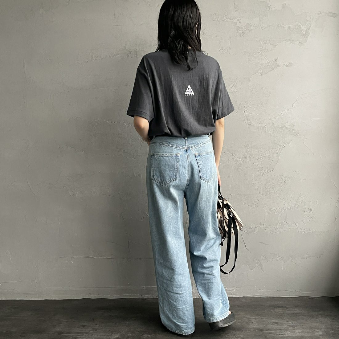 Americana [アメリカーナ] ラフィー丸胴 プリントT [BRF-750A-1] ｽﾐｸﾛ &&モデル身長：160cm 着用サイズ：ONE SIZE&&