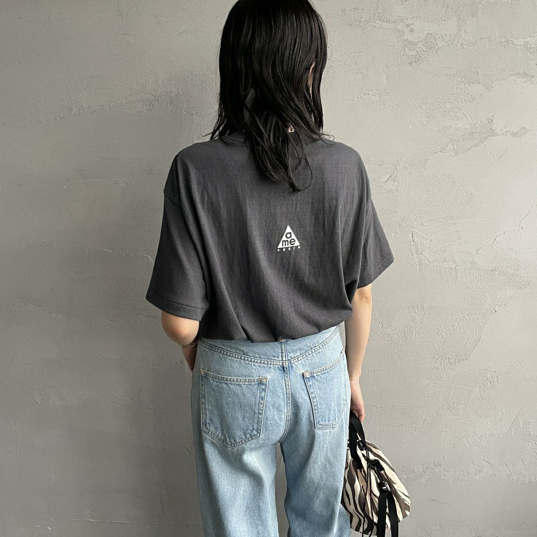 Americana [アメリカーナ] ラフィー丸胴 プリントT [BRF-750A-1] ｽﾐｸﾛ &&モデル身長：160cm 着用サイズ：ONE SIZE&&