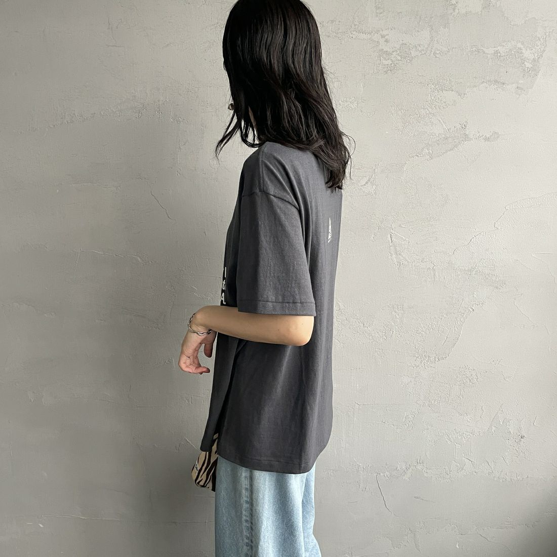 Americana [アメリカーナ] ラフィー丸胴 プリントT [BRF-750A-1] ｽﾐｸﾛ &&モデル身長：160cm 着用サイズ：ONE SIZE&&