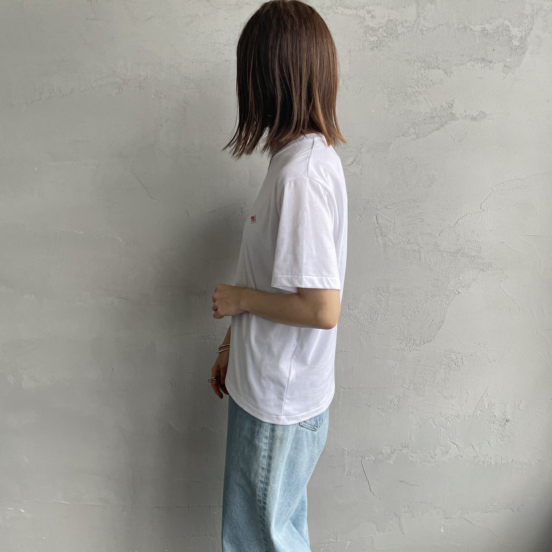 DANTON [ダントン] 無地インナーTシャツ [DT-C0195CVT] WHITE &&モデル身長：158cm 着用サイズ：S&&