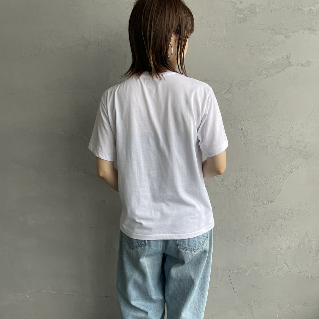 DANTON [ダントン] 無地インナーTシャツ [DT-C0195CVT] WHITE &&モデル身長：158cm 着用サイズ：S&&