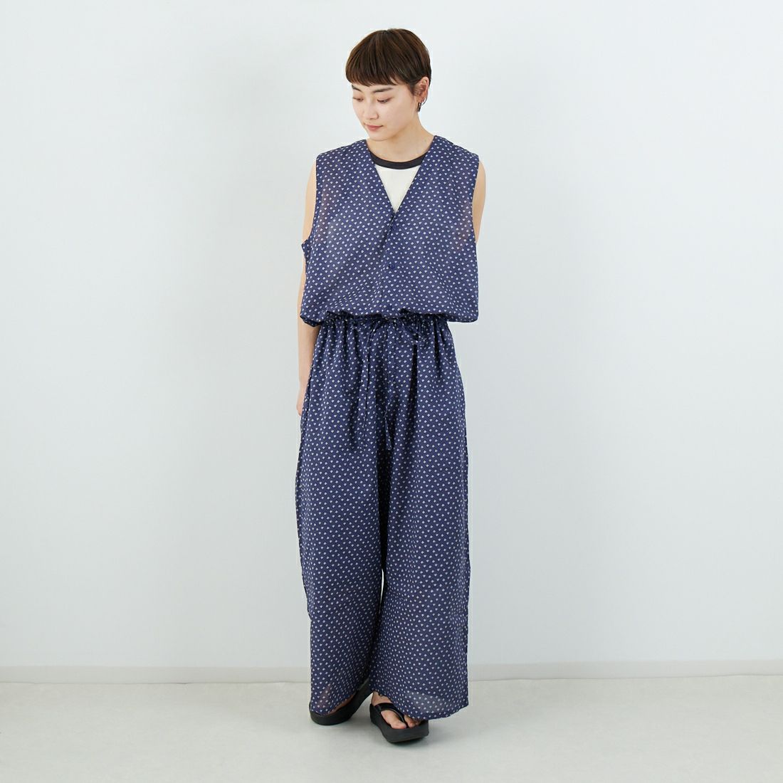3800 NVY&&モデル身長：160cm 着用サイズ：2&&