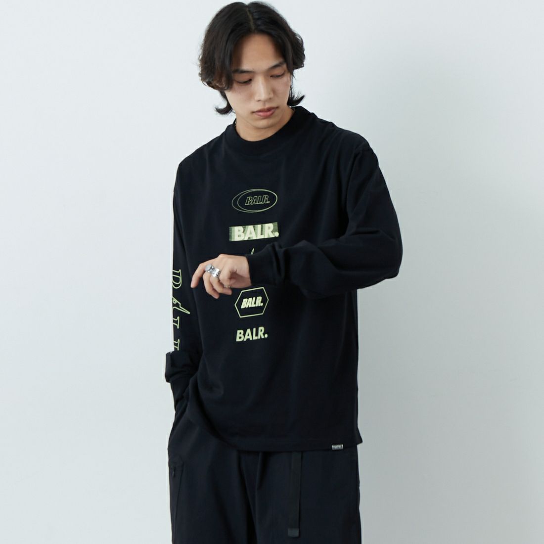 BALR. [ボーラー] ロングスリーブシャツ [B11121298] JET BLACK &&モデル身長：179cm 着用サイズ：M&&