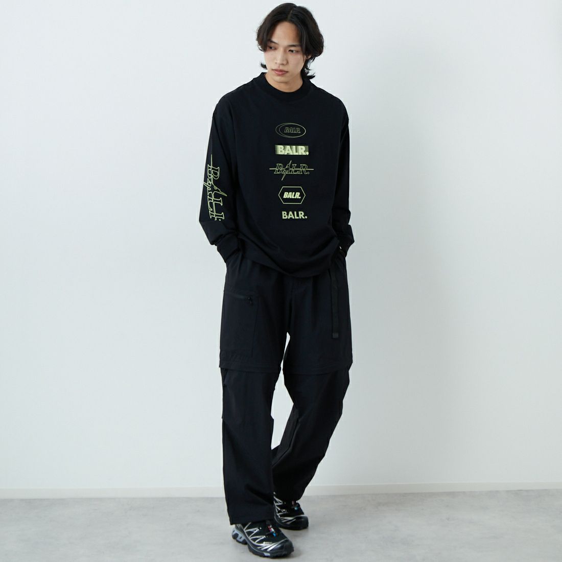 BALR. [ボーラー] ロングスリーブシャツ [B11121298] JET BLACK &&モデル身長：179cm 着用サイズ：M&&