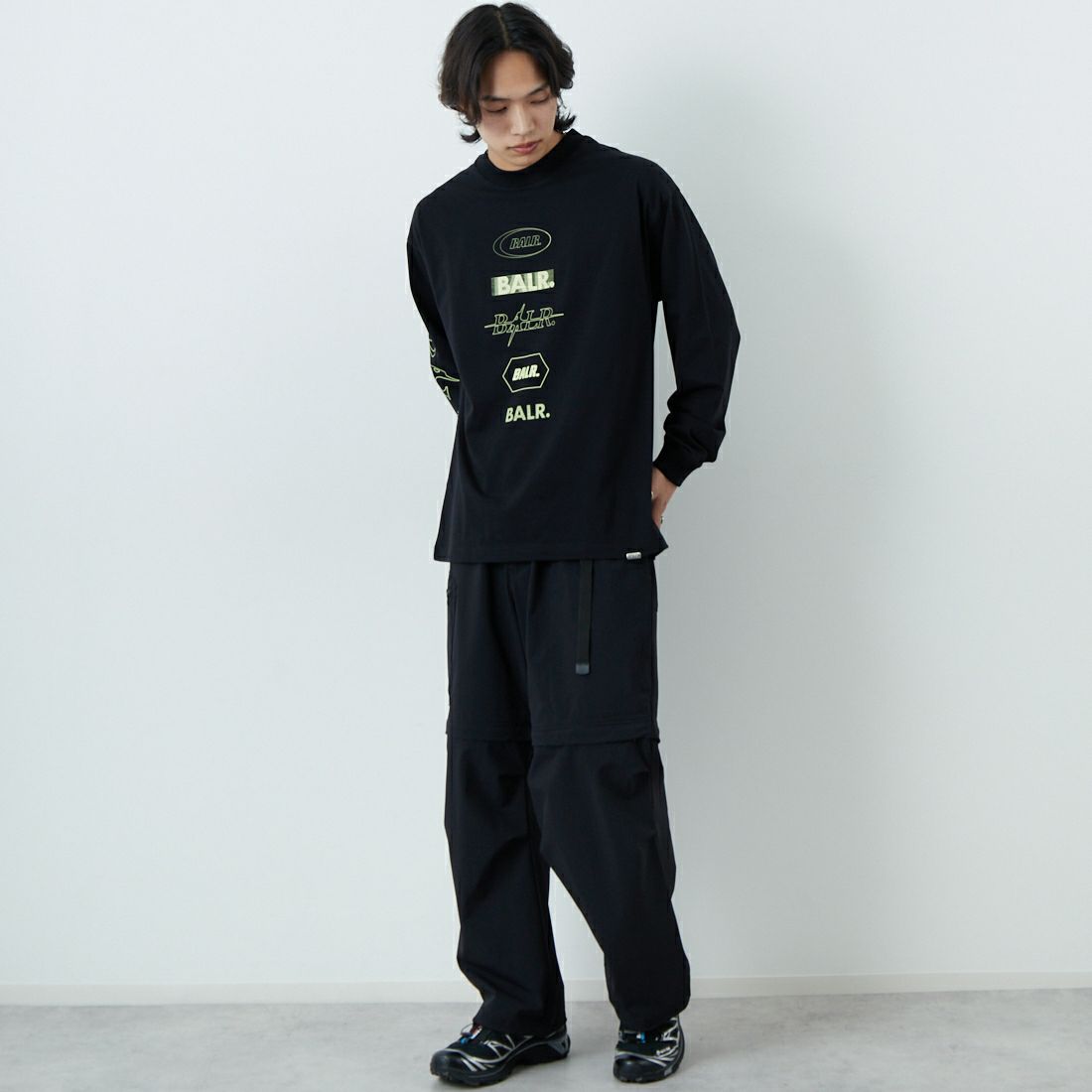 BALR. [ボーラー] ロングスリーブシャツ [B11121298] JET BLACK &&モデル身長：179cm 着用サイズ：M&&
