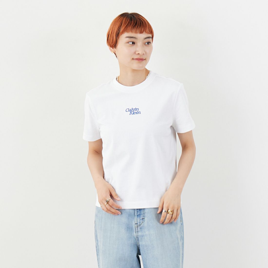 Calvin Klein [カルバンクライン] フロックロゴクルーネックTシャツ [47B851G] RNV