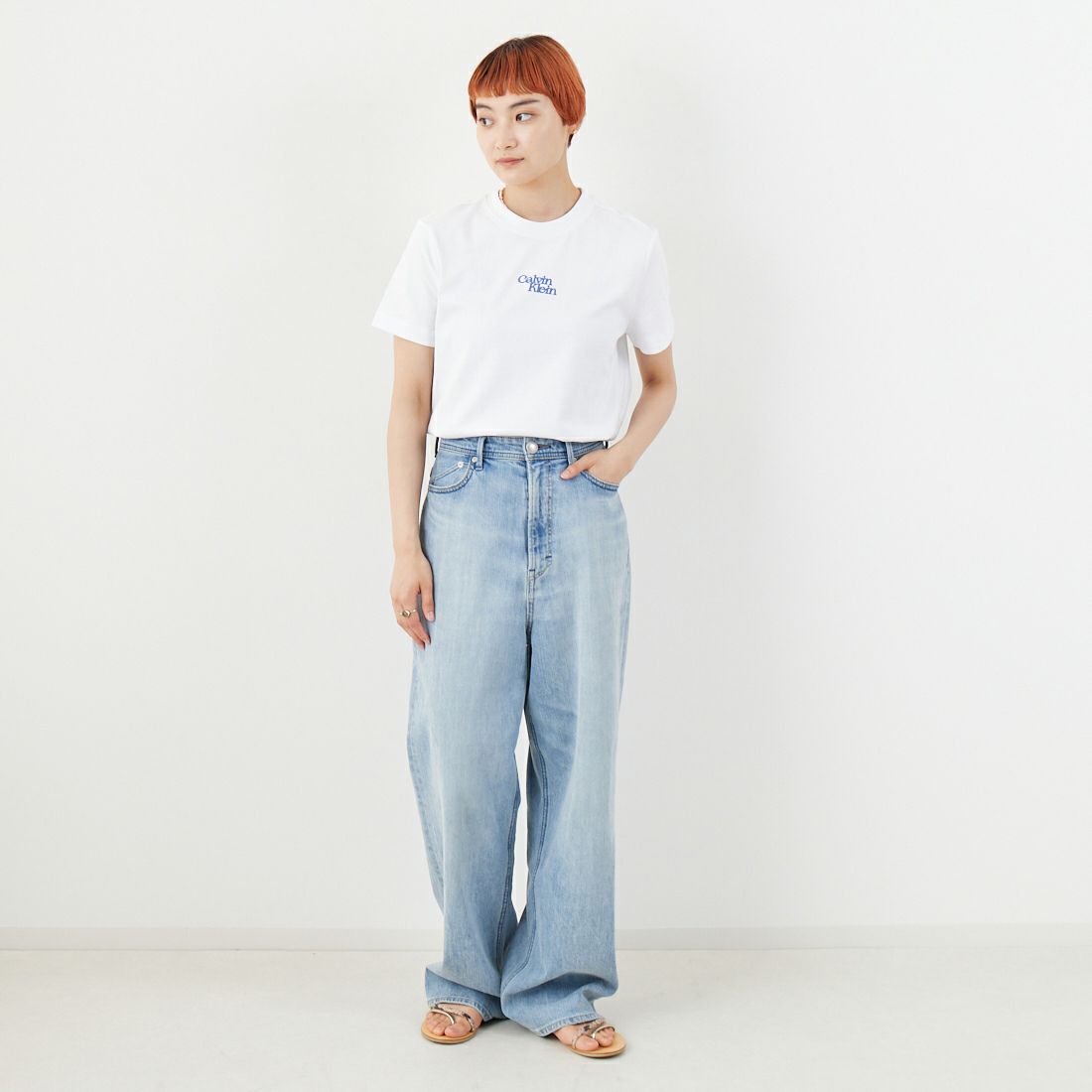 Calvin Klein [カルバンクライン] フロックロゴクルーネックTシャツ [47B851G] RNV