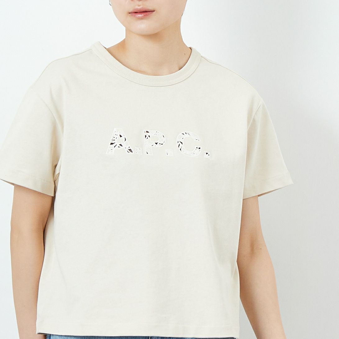 A.P.C. [アー・ペー・セー] ANNIE ショートスリーブTシャツ [T-SHIRT-ANNIE] 83 MASTIC &&モデル身長：160cm 着用サイズ：S&&