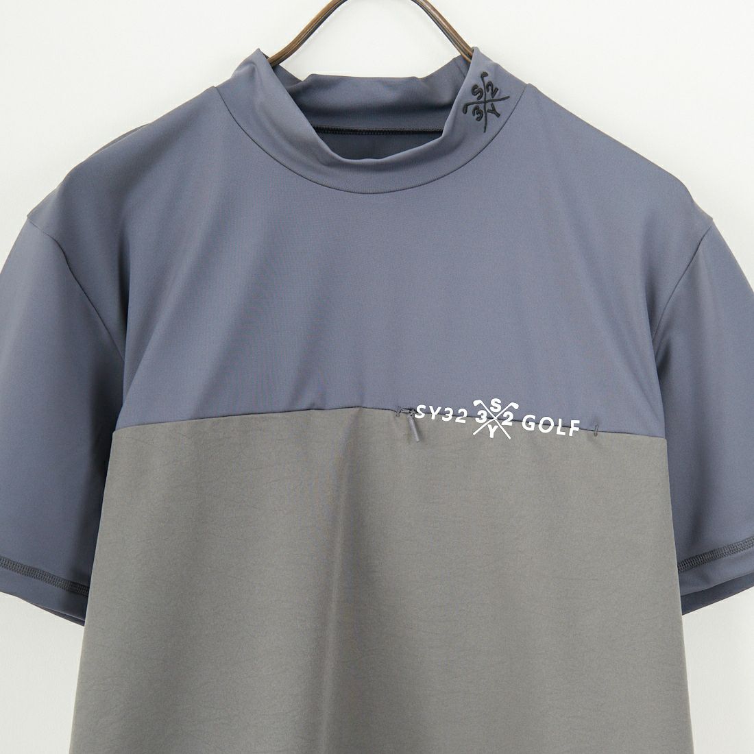 SY32 GOLF [エスワイサーティトゥ ゴルフ] ウーブンコンビネーション モックネックTシャツ [SYG-25S031] CHARCOAL