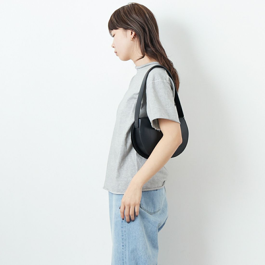 Good On [グッドオン] クルクルショートスリーブTシャツ [GOST2108] P-ASH &&モデル身長：167cm 着用サイズ：ONE SIZE&&
