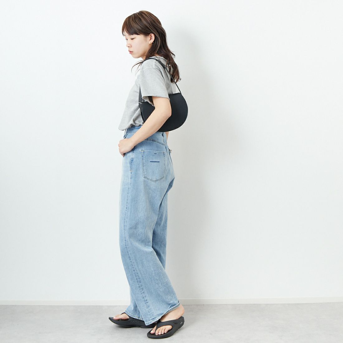 Good On [グッドオン] クルクルショートスリーブTシャツ [GOST2108] P-ASH &&モデル身長：167cm 着用サイズ：ONE SIZE&&