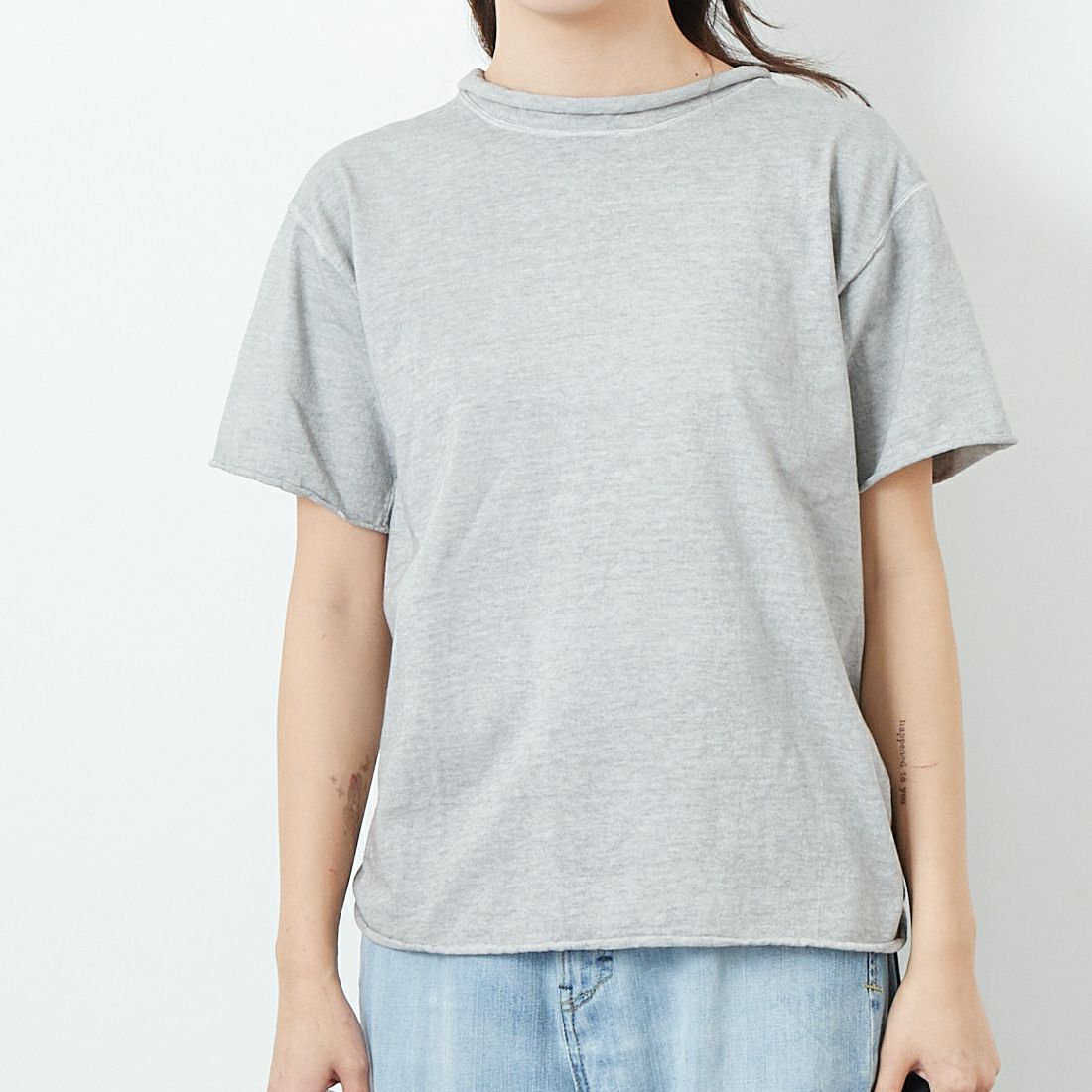 Good On [グッドオン] クルクルショートスリーブTシャツ [GOST2108] P-ASH &&モデル身長：167cm 着用サイズ：ONE SIZE&&
