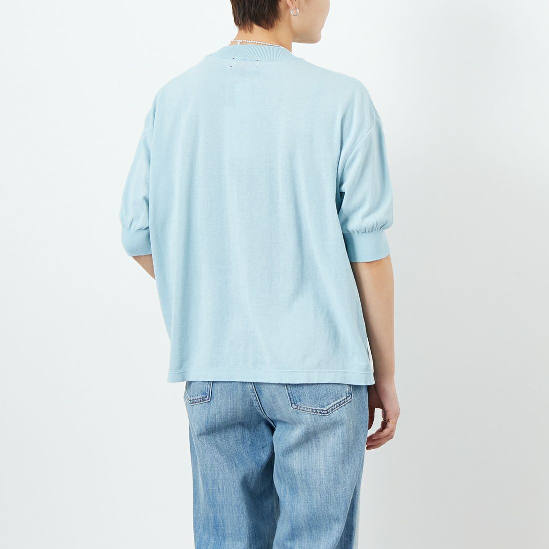 MEYAME [メヤメ] コットンニットプルオーバー [MEY-1268] BLUE &&モデル身長：160cm 着用サイズ：F&&