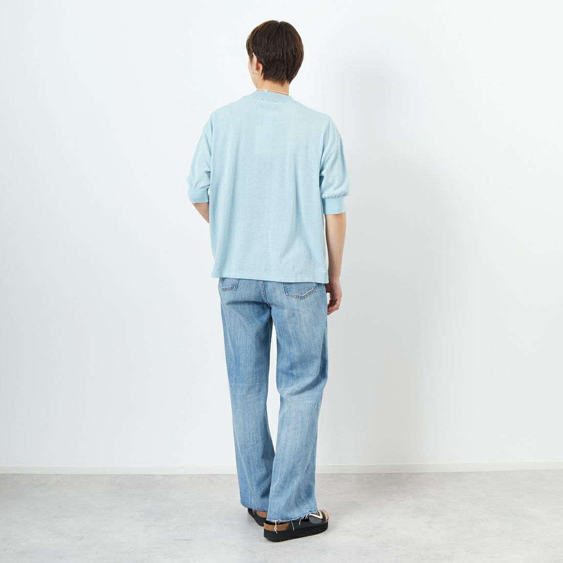 MEYAME [メヤメ] コットンニットプルオーバー [MEY-1268] BLUE &&モデル身長：160cm 着用サイズ：F&&
