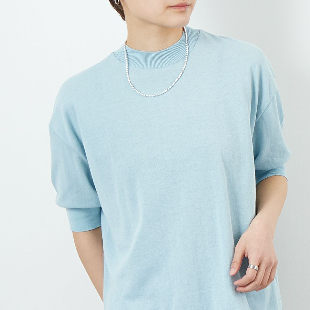MEYAME [メヤメ] コットンニットプルオーバー [MEY-1268] BLUE &&モデル身長：160cm 着用サイズ：F&&
