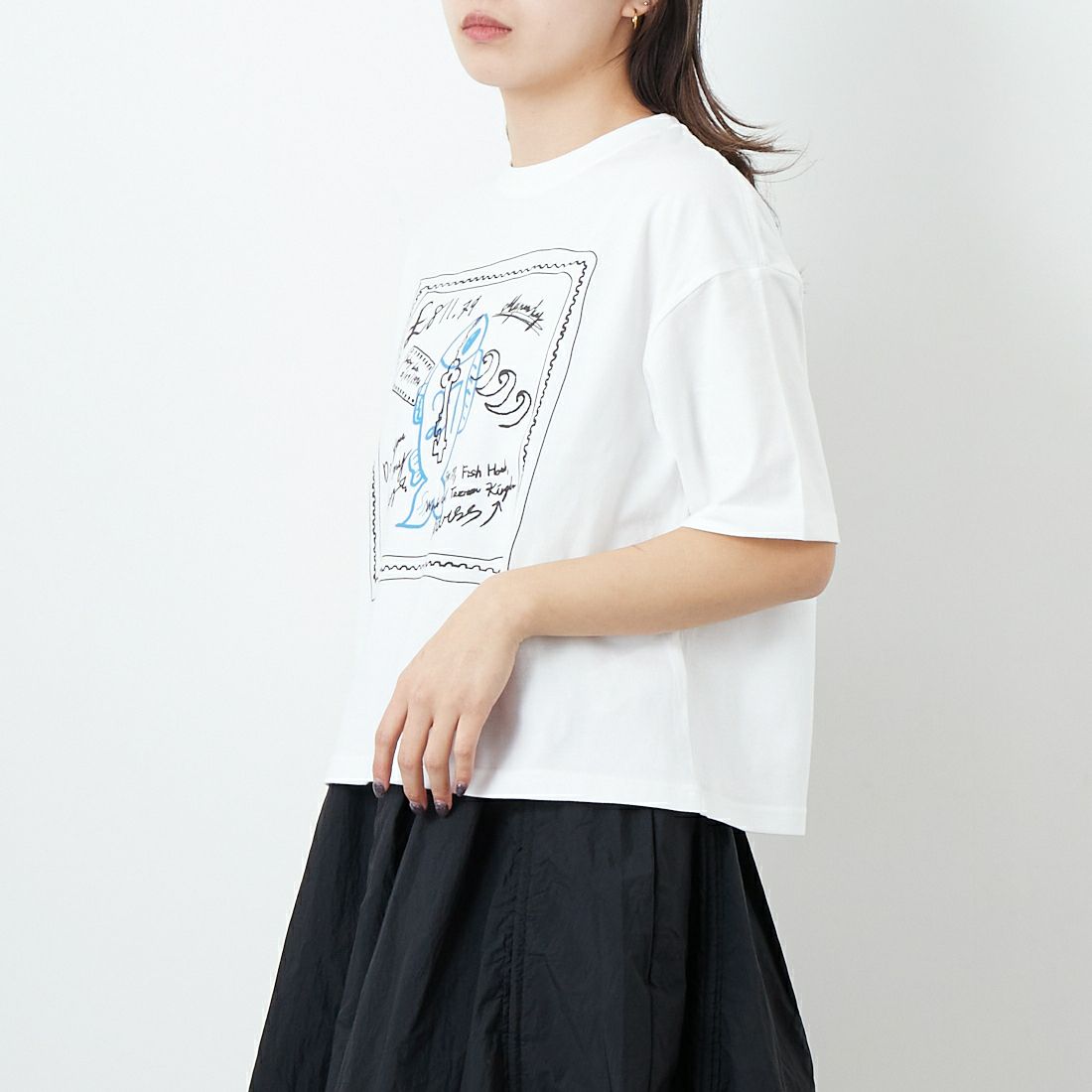 manipuri [マニプリ] 半袖Tシャツ [0151423004] 10 WHITE &&モデル身長：167cm 着用サイズ：S&&