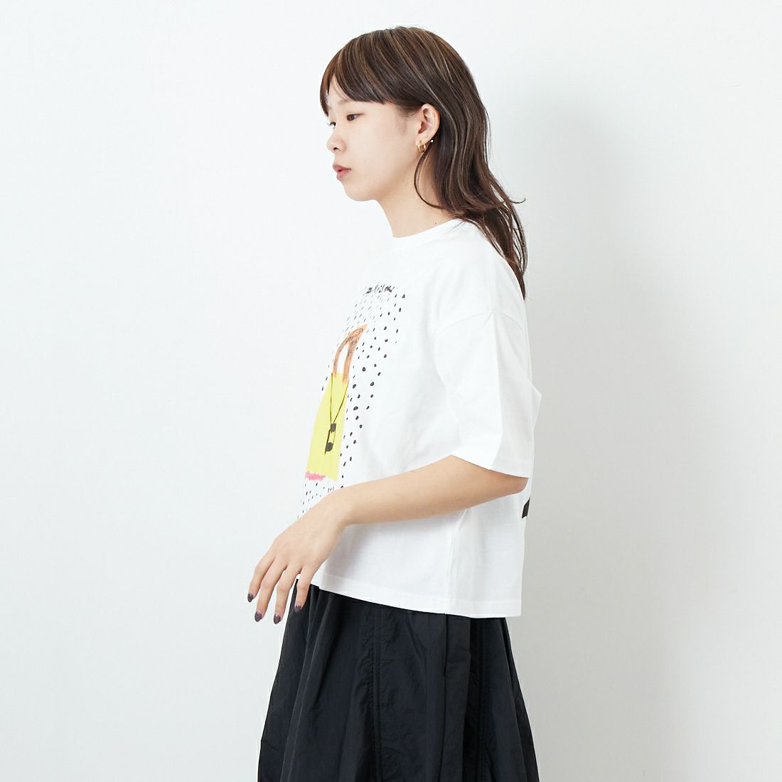 manipuri [マニプリ] 半袖Tシャツ [0151423007] 10 WHITE &&モデル身長：167cm 着用サイズ：S&&
