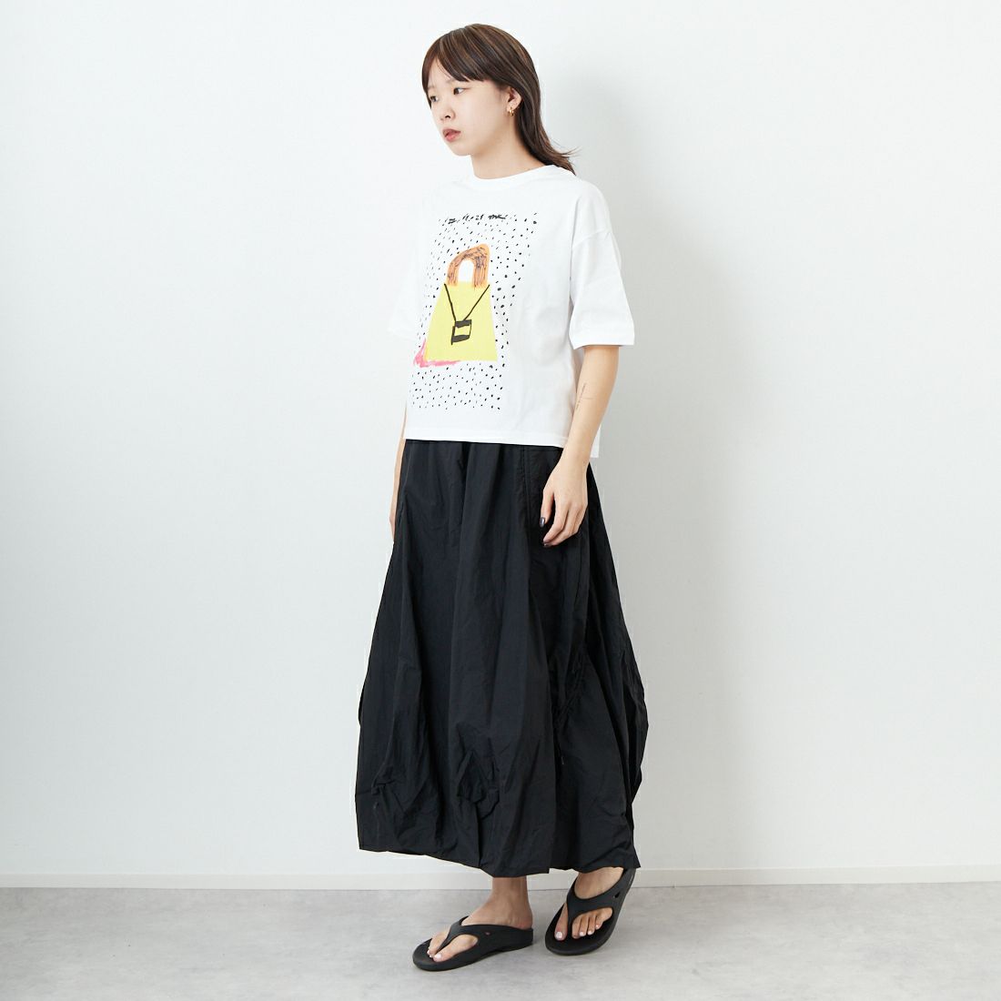 manipuri [マニプリ] 半袖Tシャツ [0151423007] 10 WHITE &&モデル身長：167cm 着用サイズ：S&&