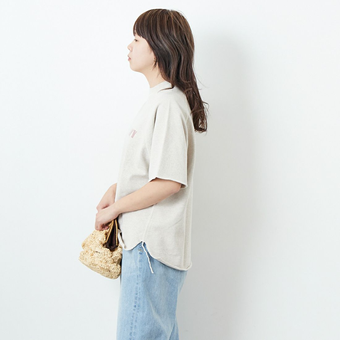 REMI RELIEF [レミレリーフ] SP加工 天竺ラグランTシャツ (NAVY) [RN28369234] OATMEAL &&モデル身長：167cm 着用サイズ：S&&