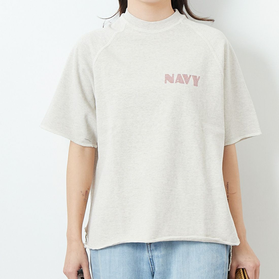 REMI RELIEF [レミレリーフ] SP加工 天竺ラグランTシャツ (NAVY) [RN28369234] OATMEAL &&モデル身長：167cm 着用サイズ：S&&