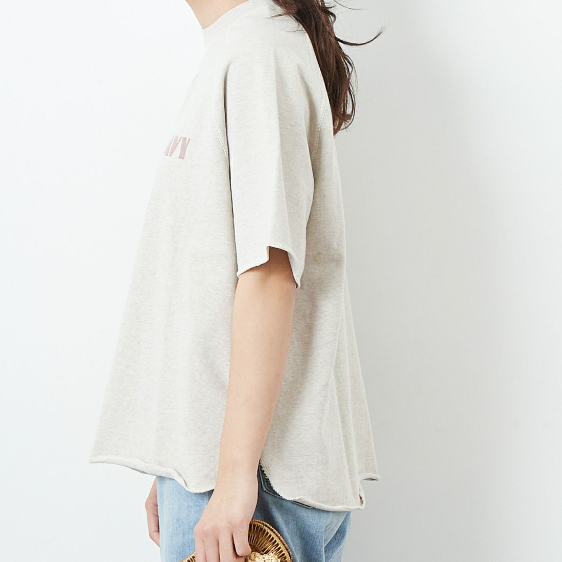 REMI RELIEF [レミレリーフ] SP加工 天竺ラグランTシャツ (NAVY) [RN28369234] OATMEAL &&モデル身長：167cm 着用サイズ：S&&